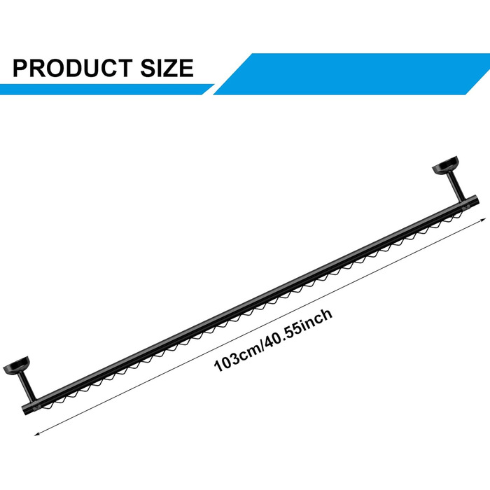 Стельова вішалка для одягу, вішалка для одягу під будь-яким кутом, вішалка для одягу, настінне кріплення, кутові стельові рішення для горищ, спалень, під сходами, місце для зберігання, чорний