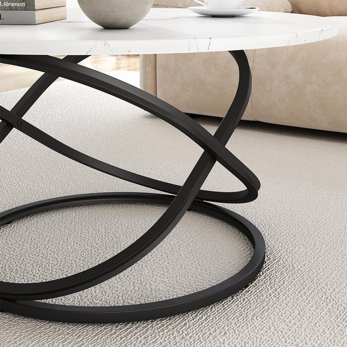 Журнальний столик Vicco Calgary, білий/чорний, 79,5 x 62 см з великою робочою поверхнею