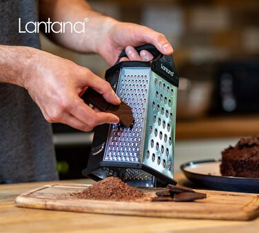 Терка Lantana 6-гранна з контейнером - ручна терка/слайсер/подрібнювач. 6 незамінних кухонних функцій для крупного, середнього, др