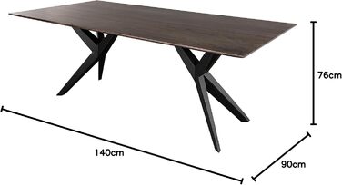 Обідній стіл з масиву дерева Swiss Edge 08 виготовлений з акації - сірий, лакований ніжки матово-чорного кольору 140x90 см обідній стіл з масиву дерева, 24.DE