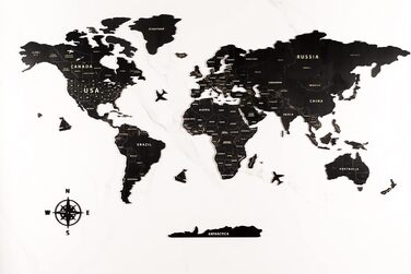 Карта світу настінне оздоблення з дерева, чорна карта світу карта подорожей настінне оздоблення настінне мистецтво для офісу, віта