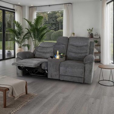 Крісло для кіно Raburg, 2-місне крісло для телевізора з механічною функцією розслаблення та відкидання, легким підйомом, підстаканником, відділенням для закусок, комфортною підкладкою, вантажопідйомністю 130 кг на сидіння Pixx, мікрофібра Темно-сірий Темн