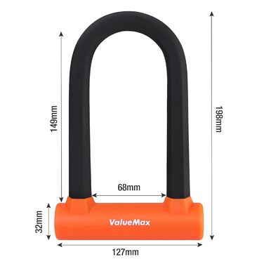 Велосипедний замок ValueMax U-lock, U-подібний замок зі сталевим тросом 1,8 м, з кронштейном, 2 ключі, велосипедний замок 2 в 1 для велосипедів, мотоциклів, гірських велосипедів, електровелосипедів
