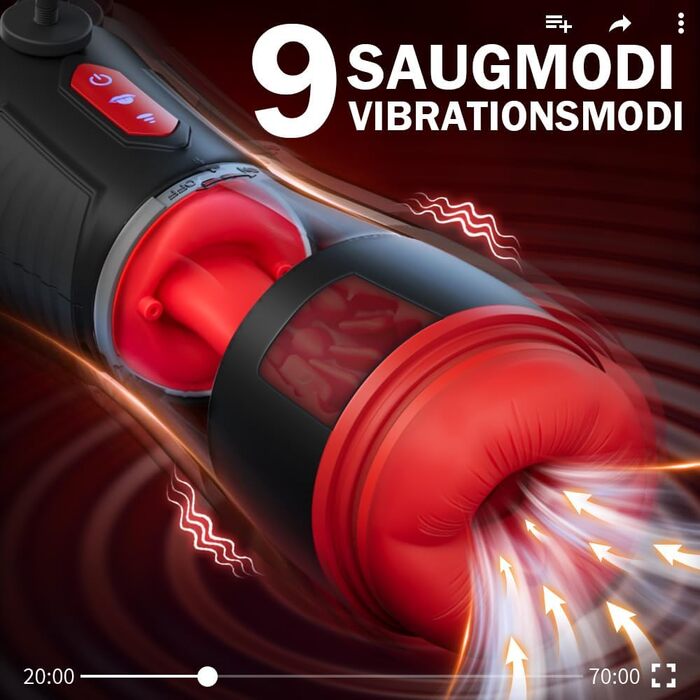 Електричний мастурбатор Seekheart для чоловіків, з 9 режимами смоктання, 9 режимами вібрації та 9 режимами «лизання»