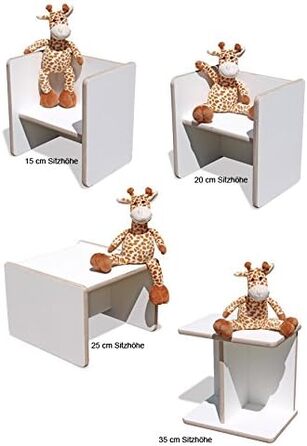 Двосторонній табурет - білий 2 кріплення 2-й вибір Стілець Монтессорі Дитяча лавка Дитяча лавка Табурет зроблений майстрами білий