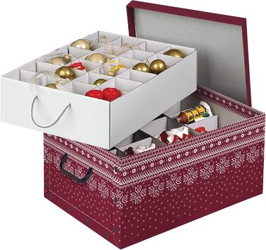 Різдвяна коробка з вкладишами приблизно для 40 різдвяних кульок червоні Kreher