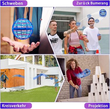 Літаюча куля, чарівна кулька-спіннер RGB, світлодіодна кулька-спіннер, міні-дрон для дитячих іграшок, літаюча куля, літаюча куля, подарунки Nova для хлопчиків та дівчаток, для приміщень та вулиці, професійний (синій) синій