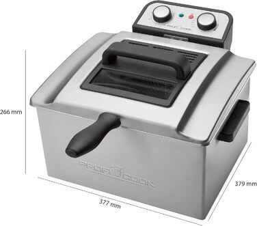 Подвійна фритюрниця ProfiCook Фритюрниця з 2 маленькими та 1 великим кошиком Подвійна фритюрниця з технологією холодної зони Фритюрниця ємністю 5 л і знімним контейнером з нержавіючої сталі ПК-ФР 1038