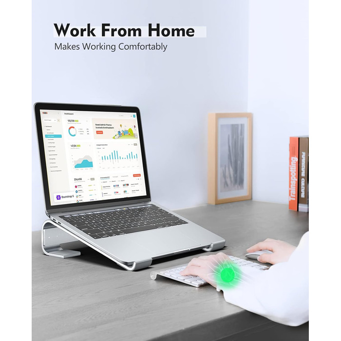 Підставка для ноутбука на стіл, ергономічна, алюмінієва, з вентиляцією, сумісна з MacBook Air/Pro, Dell XPS, HP (1117,3 дюйми), срібляста ідеально для домашнього офісу Z-silver