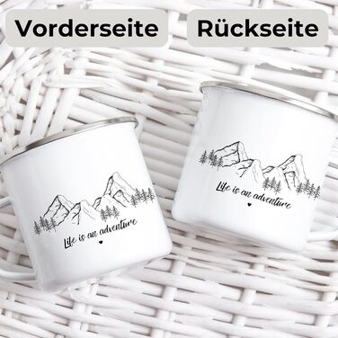 Емальована кружка &quotМаленька Матильда&quot з персоналізованою цитатою або приказкою, емальована кружка, подарунки для каравану для кемперів, емальована кружка, бляшана кружка для кемпінгу, аксесуари для каравану, прикраса для гір (життя - це пригода)
