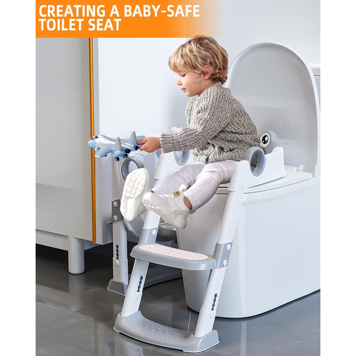 Дитяче сидіння для унітазу зі сходами, дитяче сидіння для унітазу для хлопчиків і дівчаток, регулюється по висоті і складається, д