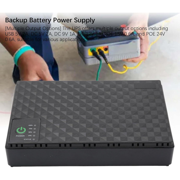 Джерело безперебійного живлення (UPS) з акумулятором 10400 мАг, USB 5V DC, 12V, PoE 24V. Підходить для зарядки різноманітних пристроїв (Європейська вилка 85-265V)