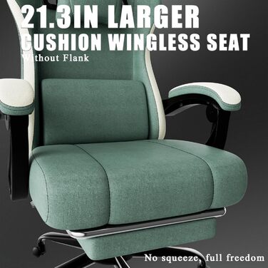 Ігрове крісло Cavabien, комп&39ютерне крісло з високою спинкою з тканини, оббивкою з пружинним блоком Pocket Spring та підставкою для ніг, ігрове крісло з регульованою висотою, підголівником та поперековою опорою (синє)