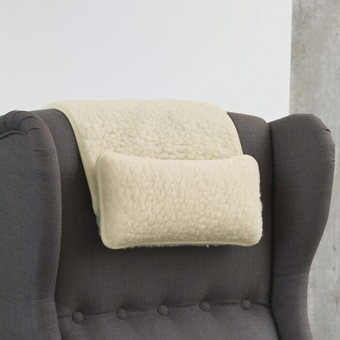 Міні-подушка Erwin Mller Pure Wool зі шлейфом - для підвищеного комфорту сидіння, м&39який наповнювач, приємно зігріває, регулює температуру. Чиста вовна, колір слонової кістки, (1 упаковка)