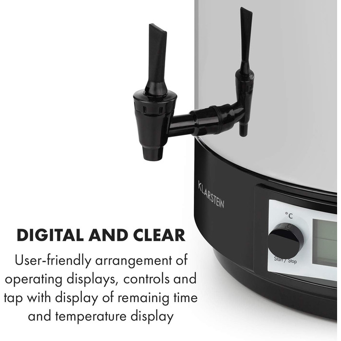 Цифрова консервуюча машина Дозатор для консервації горщиків для консервації гарячих напоїв, 50 літрів, 2500 Вт, 30-100 C, таймер, функція збереження тепла, кришка із закриттям, полірована нержавіюча сталь Konfistar Digital 50 літрів, 50