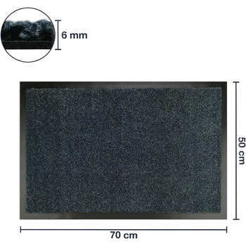 Килимок для дверей преміум-класу антрацитового кольору, 50x70 см, для використання всередині та зовні приміщень - брудозбірний килимок з чудовим поглинанням бруду - нековзний та миється - кухонний килимок, килимова доріжка, кухонна доріжка, килимок для вх