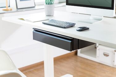 Шухляда під столом - Висувна - Плавний хід - Глибина 48 см - Вантажопідйомність 5 кг - Для монтажу під столами, робочими столами або стільницями - Чорна