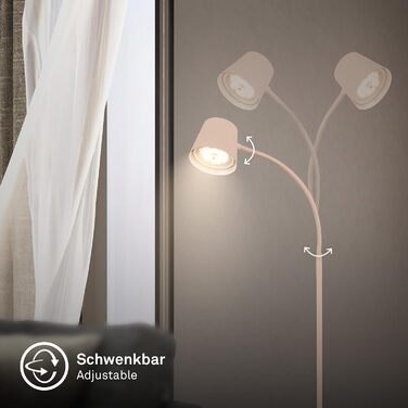 Бездротовий LED-торшер BRILONER з сенсорним димером, тепле біле світло, бежевий, 126,5 см