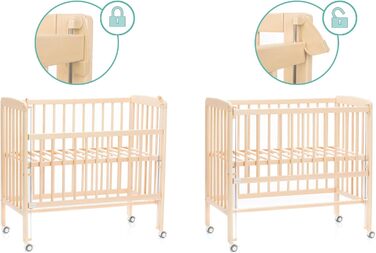 Ексклюзивне приліжкове ліжечко Fillikid Nino 3-в-1 Дитячі ліжечка з букового дерева Дитяче ліжко, додаткове ліжко з 5-рівневим регулюванням висоти Колиска від народження з великою спальною зоною