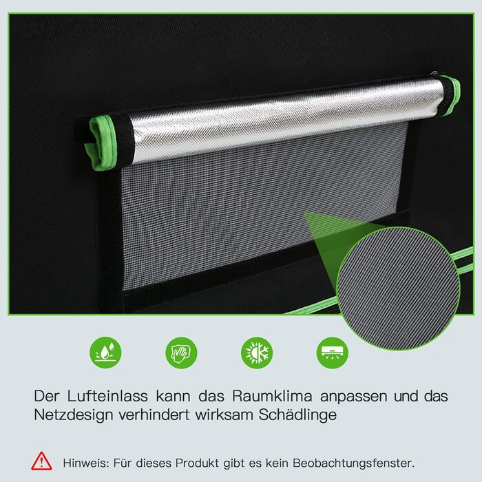 Гроубокс Growzelt 100x100x200 см, щільний та водонепроникний, 600D Oxford. Прозора теплиця для вирощування вдома з оглядовим вікном.