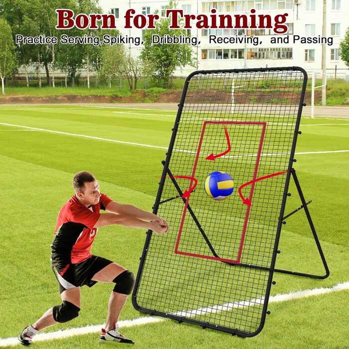 Волейбольна сітка LIANTRAL 2,2 × 1,2 м – тренувальне обладнання з зоною відбивання для лакросу, бейсболу та вправ, регульована для заднього двору, приміщення чи вулиці, чорна