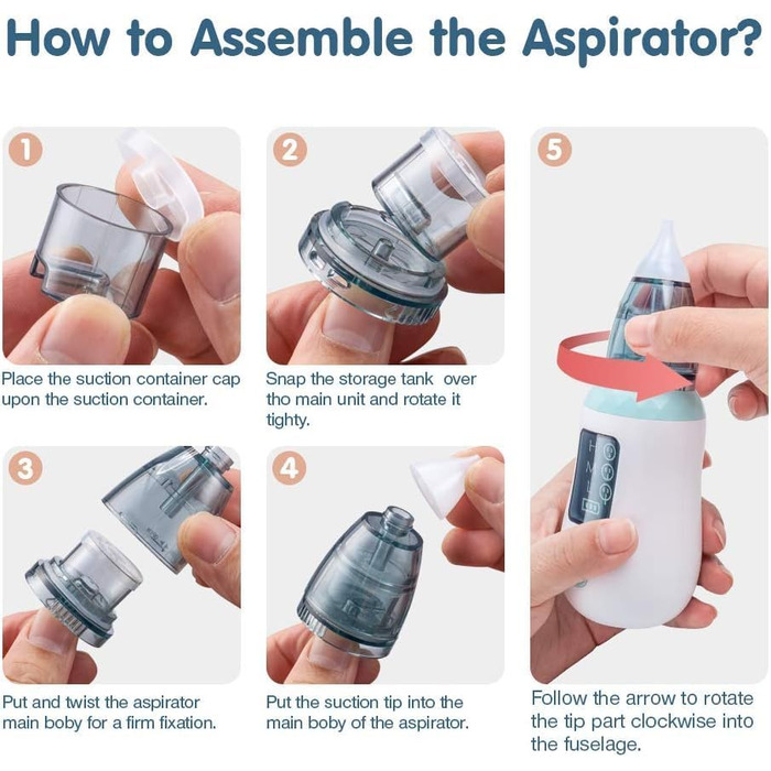 Дитячий назальний аспіратор, портативний електричний назальний аспіратор, назальний аспіратор з 3 рівнями всмоктування та 4 багато