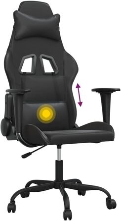 Ігрове крісло, масажне крісло, чорне, зі штучної шкіри, офісне крісло, для вітальні, офісу, спальні, модель 345407