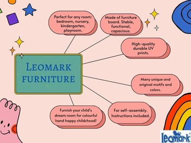 Функціональне ліжко Leomark з дерева - єдиноріг - дитяче ліжко з матрацом для дітей, дерев'яне ліжко з рейковою рамою з бічним зах