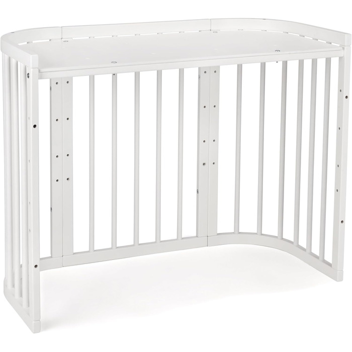 Дитяче ліжко Waldin 5-в-1, дерев&39яне приліжкове ліжечко, матрац, вентильоване, регульована основа у 5 положеннях, біле дерево (комплект тканини не входить до комплекту)