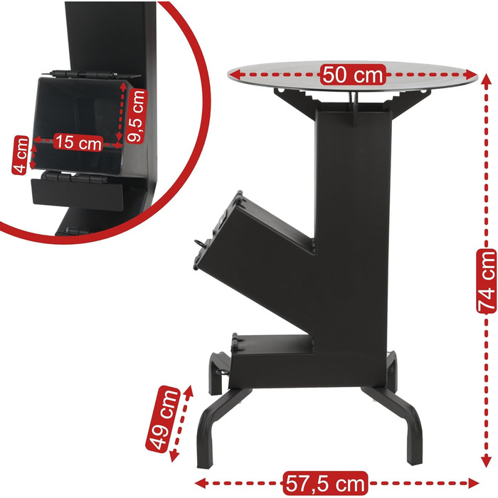 Ракетна піч BBQ-Toro з грилем Ø 50 см ROCKET 7 Ракетна піч зі сталі товщиною 2,8 мм, дров&39яна піч BBQ Rocket Кемпінговий гриль з грилем, Кемпінгова піч, Сталева майстерня, Гарматна піч