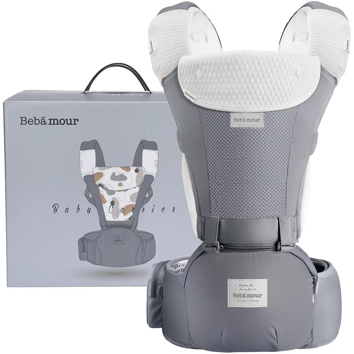 Новий сезонний сірий), 0-36 Months, 3D Air Mesh Baby Carrier Backpack for Newborns to Toddlers, Safety Standard Approved, Ergonomi