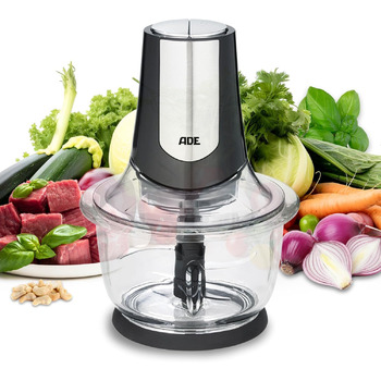 Потужний електричний подрібнювач потужний двигун 500 Вт велика скляна чаша 1,2 л 4 леза з нержавіючої сталі 2 швидкості цибуля, ов