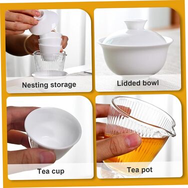 Чайний сервіз Гайвань, портативний керамічний набір для чаювання в стилі Гунфу з сумкою для зберігання, ідеальний для дому, подорожей, пікніків та декору.