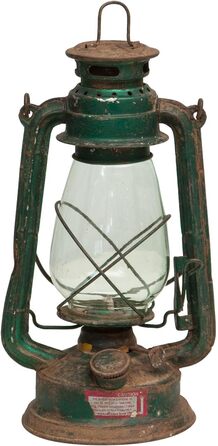 Антикварний металевий олійний ліхтар Biscottini Д15,5 x Ш15,5 x В32,5 - Центральна композиція - Домашній декор - Ліхтар у стилі шеббі-шик - Кемпінг