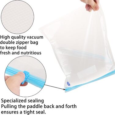 Вакуумні пакети для їжі багаторазові з клапанною блискавкою 30x34 см Безкоштовні пакети Sous Videv Вакуумний контейнер Вакуумні пакети для фруктів, овочів, подорожей, 25 шт.