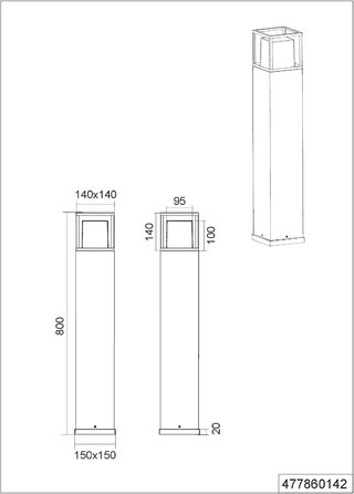 Світильник садовий LED Trio Witham 477860142, антрацитовий метал, білий пластик, 14.5 Вт, регульована колірна температура, висота 80 см