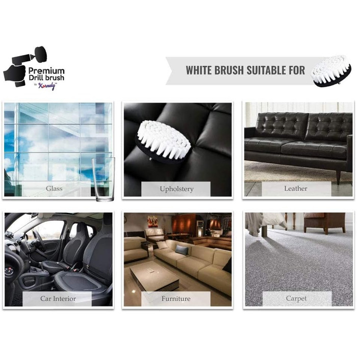 Преміальна щітка для дриля Kornely, надзвичайно м'яка, біла, 13 см для професійного очищення. Не дряпає поверхні. Підходить для чи
