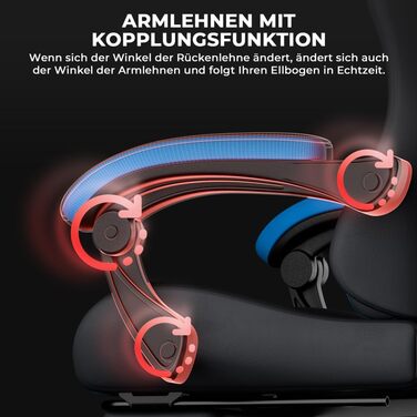 Безбрендове ігрове крісло ергономічне з регульованою висотою з підголівником, поперековою подушкою, обертове крісло для офісу, домашнього офісу, ПК, для дорослих та підлітків (чорний синій ПВХ), 0I&I0I
