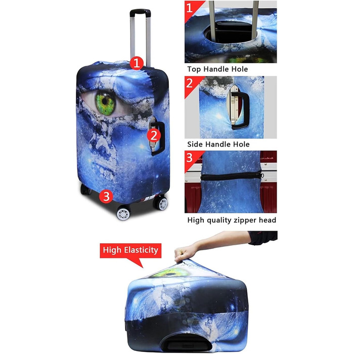 Захисні чохли для валіз з ручкою для перенесення та кишенями для документів (паспорт, штампи), розмір 85 см, 3