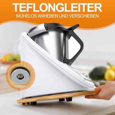 Розсувна дошка MUUKAIII для Thermomix TM6 TM5, швидкопереміщена рухома дошка для кухонного комбайна Thermomix Vorwerk TM6 TM5 Аксесуари Pad Board, розсувна дошка з бамбукового дерева