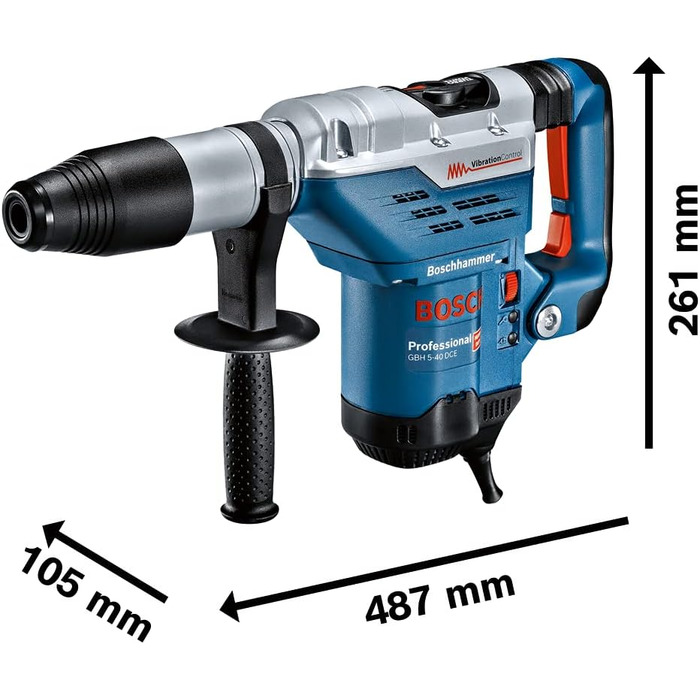 Перфоратор Bosch Professional GBH 5-40 DCE (SDS Plus, вкл. додаткову рукоятку, кейс)
