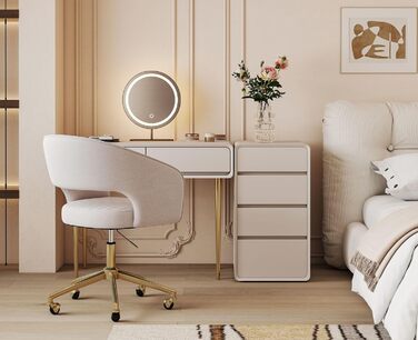 Регульоване офісне крісло Chairus з шенілу для домашнього використання, обертове комп&39ютерне крісло, сучасне туалетне крісло, письмове крісло з відкритою спинкою (бежевий)