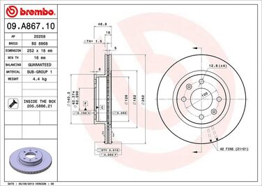 Гальмівні диски Brembo 09.A867.10 комплект (пара)