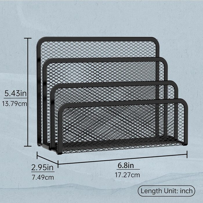 Тримач для листів SUPEASY з 3 відділеннями - металевий сітчастий тримач для документів для столу, настільний тримач для пошти та лоток для листів (чорний)