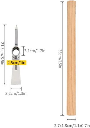 Міні-кирка Sunydog, багатофункціональна кирка для кемпінгу на відкритому повітрі, важка кирка з нержавіючої сталі, ручна мотика з дерев'яною ручкою