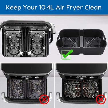 Аксесуари для фритюрниці Higher Ninja Foodi Flexdrawer 10.4 л AF500DE, фритюрниця з силіконовою формою, аксесуари для фритюрниці Ninja AF500EU AF500EUCP (3 шт. и, чорна)