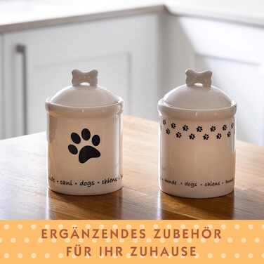 Керамічна банка для печива Spotted Dog Gift Company з герметичною кришкою - банка для ласощів для собак, універсальний контейнер для зберігання ласощів, печива, мотив відбитка лапи собаки, подарунок для власників собак, білий
