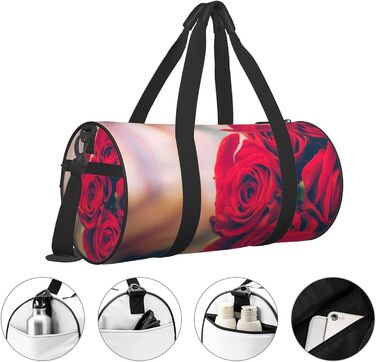 Спортивна сумка, дорожня сумка, красива червона троянда, з принтом, для ночівлі, чорна, універсальний розмір, дорожня сумка