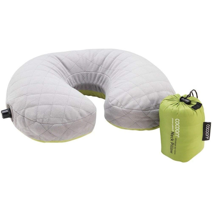 Подушка Cocoon Air Core Ultralight U-подібна підтримка шиї, 38 x 27 x 11 см (Васабі/Сірий)