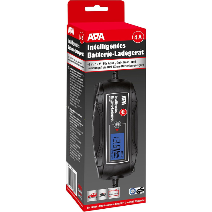 Інтелектуальний зарядний пристрій, 6/12 В, 4 А, Schwaz, стандарт 18 см, 16615